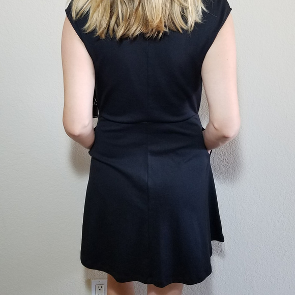 New York & Company NYC Black Dress Sleeveless Cap Sleeve Pockets Cotton Medium - Picture 8 of 8